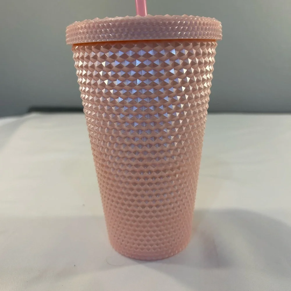 Starbucks 2024 Pink Pearl Bling Venti Studded Cold Cup Tumbler 24oz - Picture 2 of 3